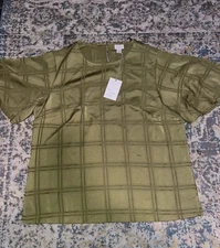 A New Day Woman’s Olive Green Check Blouse (Size S)