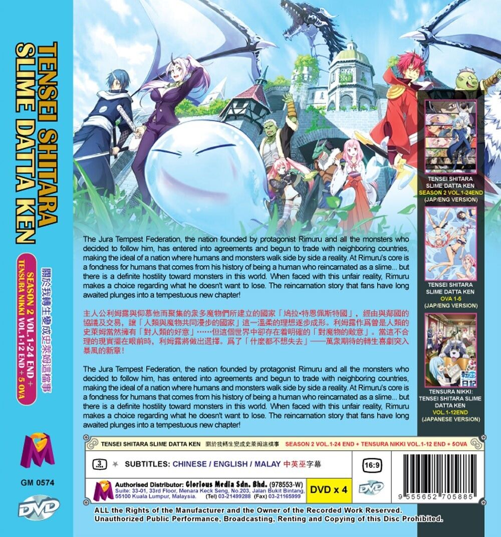 DVD Anime Tensei Shitara Slime Datta Ken Season 2 + Tensura Nikki +5 OVA  ENGLISH