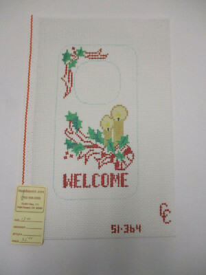 Handpainted Needlepoint Canvas Connection CC Welcome Sign Christmas ...