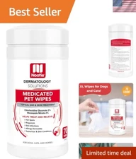 70 Count Medicated Pet Wipes for Dogs & Cats - Powerful Skin Relief Solution