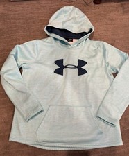 Under Armour Women's Lt Blue Pullover Sweatshirt Hoodie Size M, Loose ColdGear