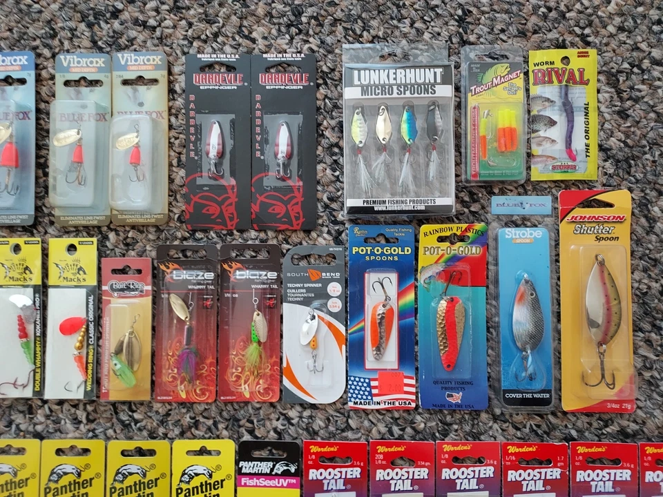 (50) Lote de señuelos de pesca Blue Fox Dardevle Lunkerhunt Macks Gallo Pantera Martin Foto 3 de 4