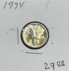 1934 Mercury Silver Dime Nice BU, Toning
