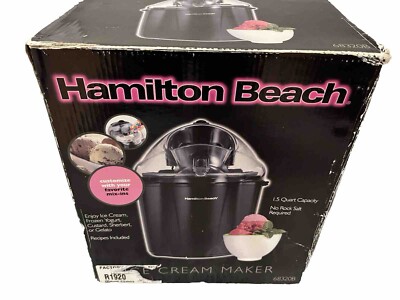 HAMILTON BEACH ELECTRIC ICE CREAM SORBET MAKER 1.5 QTS.MODEL 68320B Opened NEW