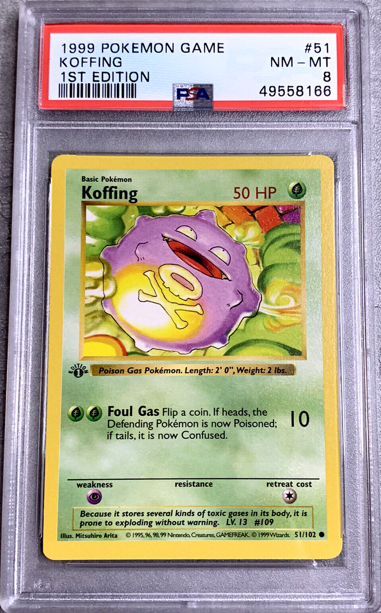 1999 スクウェア G.F. トレーディングカード まとめ Pokémon Card 1st Edition Koffing PSA 8 NM-Mint, Base Set 51/102
