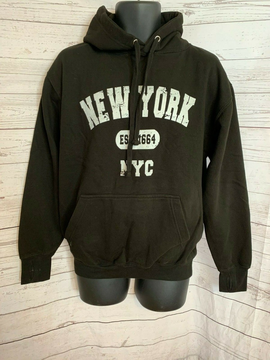 Republic Blues Men's Hoodie New York 1664 NYC Sign Black Cotton