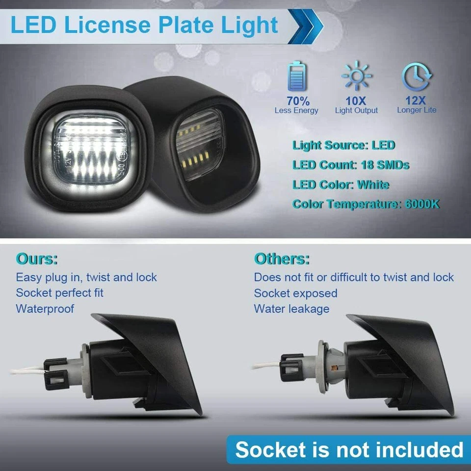 White LED License Plate Light Tag Lamps For Chevy S10 GMC Sonoma Blazer Jimmy 2X - Image 4 of 4