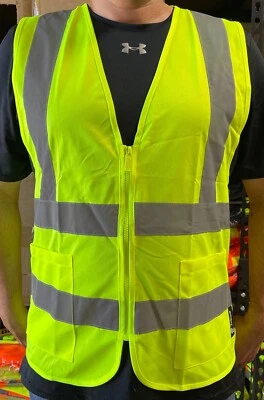 2 Pockets Yellow High Visibility Safety Vest, ANSI/ ISEA 107-2010