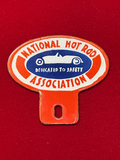 Vintage National Hot Rod Association Porcelain License Plate Tag Topper