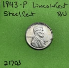 1943-P Lincoln Wheat Cent BU Steel Penny US Coin See Pictures
