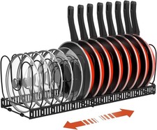 Pot and Pan Organizer Rack for Cabinet, Fully Expanded Size 22.83" W x 7.09" D x