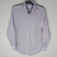 Charles Tyrwhitt Men's Large Classic Fit Blue/White Geometric Cotton Shirt 16/34
