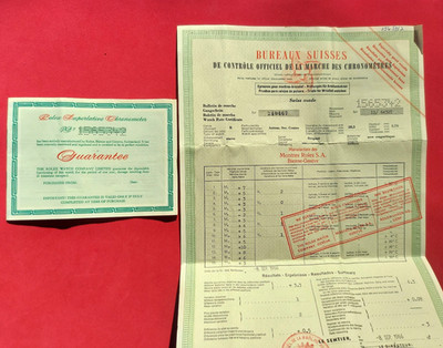 ROLEX Superlative Chronometer Warranty Certificate 1966 1 Million Serial 1960's