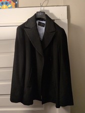 Combatant Gentlemen Double Breasted Pea Coat Mens S Black Wool Lined Classic