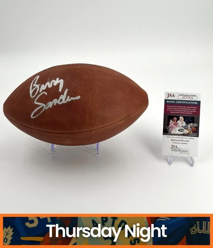 BARRY SANDERS SIGNED AUTO DUKE WILSON FOOTBALL JSA COA