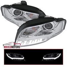 Projector Headlights Fits 2006 2007 2008 Audi A4 S4 B7 LED Strip Tube Left+Right