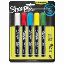 Chalk Markers, Wet Erase Markers, Assorted Colors, 5 Count