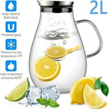 2.0 Litre Glass Jug with Lid Water Pitcher Fridge Jug Water Jug Iced Tea Pitcher