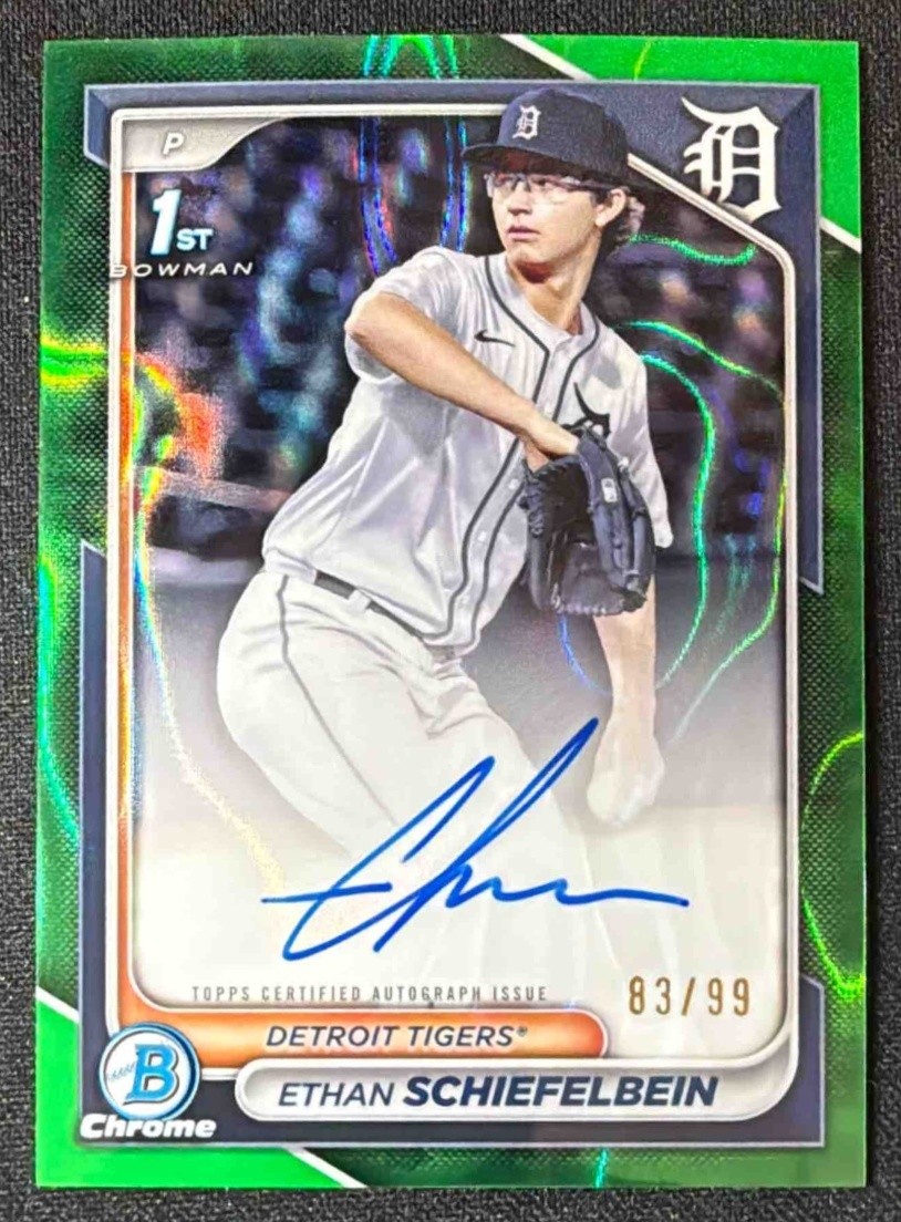 2024 Bowman Draft Ethan Schiefelbein Chrome Auto Green Lava Refractor /99 1st