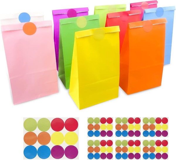 50 StüCk GeschenktüTen Kindergeburtstag Mit 84 Aufkleber, Candy PapiertüTen, Bu-image