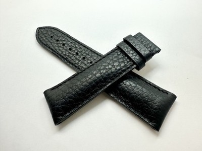 OEM Pierre Balmain Black Genuine Leather 22mm x 20mm Watch Band for Deployment