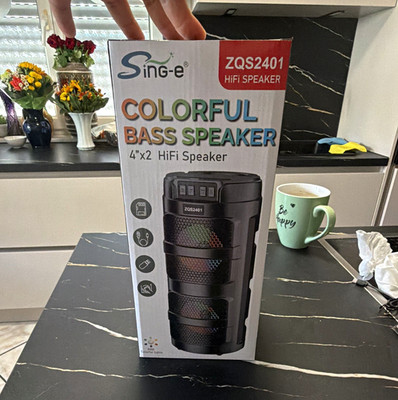 Sing-e ZQS2401 2.0 Lautsprecher 10W RMS RGB, Akku 1500mAh, USB/microSD, schwarz