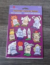 Halloween Characters-Graves-Headstones-Unopened Vintage Sticker Package-4 Sheets