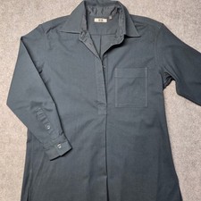 Uniqlo U Womens XS Dark Olive Green Popover Shirt Dress Long Sleeve Tunic