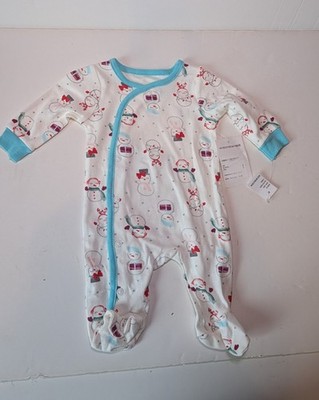 New Koala Baby Size Newborn Snowman Snowflake Winter Snap Sleeper Pjs Outfit