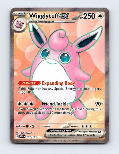 NM Wigglytuff ex 187/165 Scarlet & Violet 151 Ultra Rare Pokemon Card