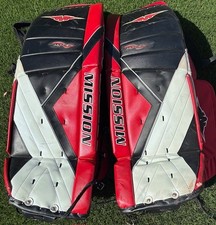 Mission Motion 34" Adult Hockey Goalie Leg Pads Black/White/Red – Used