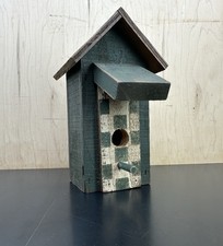 Used Decorative Wooden Bird House Green Color Features Squares Colors Roof Top