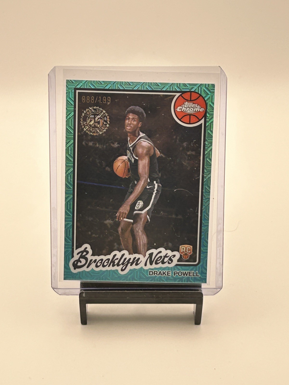 Drake Powell 2025-26 Topps 1980-81 Chrome RC Aqua Mojo Refractor #88/199 Nets