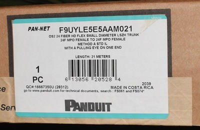 PANDUIT F9UYLE5E5AAM021 FIBER TRUNK OS2 24 HD FLEX SMALL LSZH 24F MPO FEMALE TO