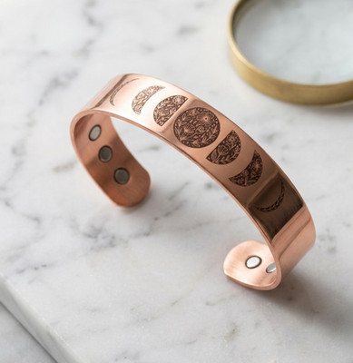 Flower Moon Phases Solid Copper Magnetic Bracelet Arthritis Pain Therapy Cuff