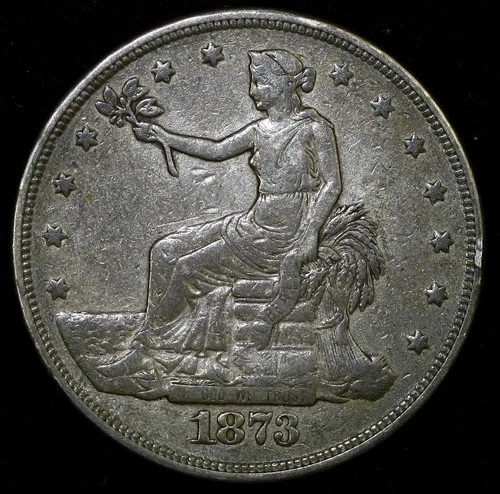 1873 $1 US Trade Silver Dollar XF #E14