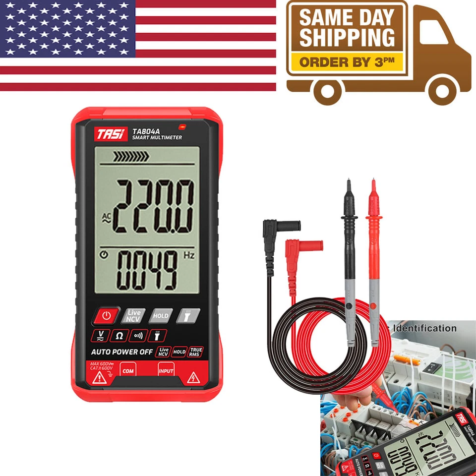 Digital Multimeter Voltmeter AC DC Volt Meter Ohmmeter Auto Range Tester Light M - Image 1 of 4