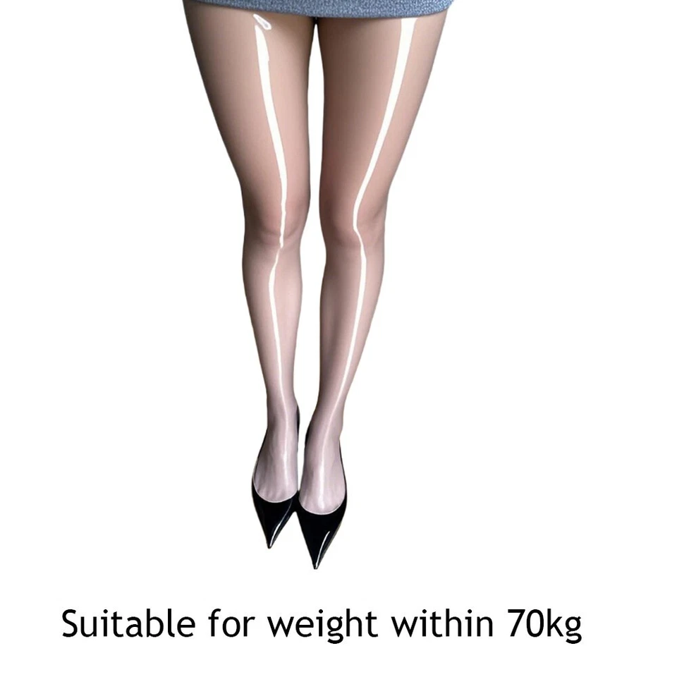 2/1paar Halterlose lange Satin-Strümpfe glänzend mit Spitze dehnbar Satin-Look - Bild 3 von 4