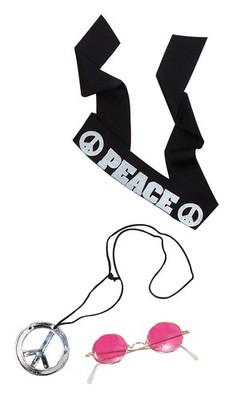 Bristol Novelty Hippie-Accessoire-Set Einheitsgröße Mehrfarbig