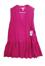 Nine West Coral Pink Fuchsia Drop Waist Ruffl...
