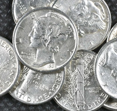 Mercury Dime 90% Silver Coin - 10 COIN LOT