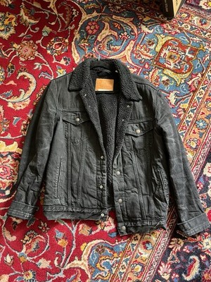 Levi Strauss & Co. Sherpa Lined Black Denim Jean Jacket Men's Size M
