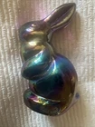 Fenton Purple Irridescent Carnival Glass Mini Rabbit Bunny - EASTER
