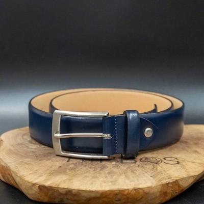Bata Herren Gürtel Vintage Leder Jeansgürtel Navy / Blau Größe S
