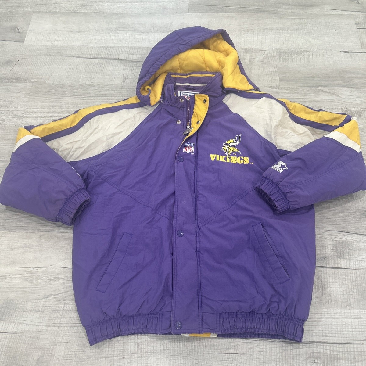 VTG STARTER PRO LINE MINNESOTA VIKINGS FULL ZIP w HOOD COAT