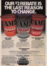 1981 Vintage Print Ad The Great Cam2 Rebate 10W40 Mileage Race Proven Motor Oil