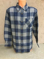 Field Stream Flannel Shirt Button Front Long Sleeve Blue Gray Plaid Men's M