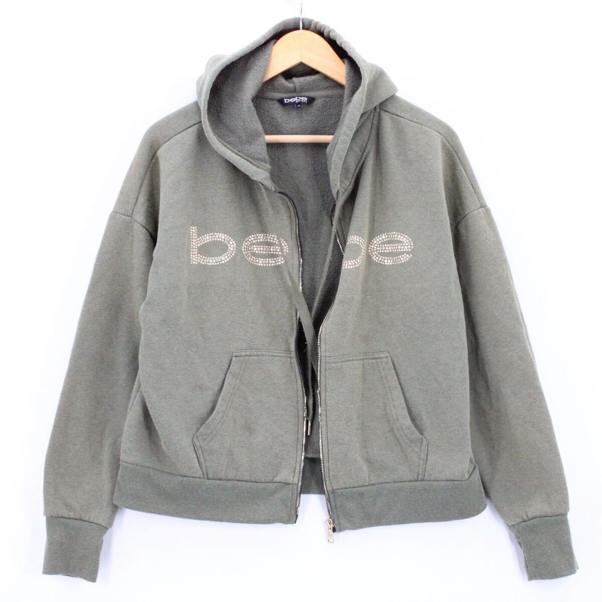 Bebe Sport Hoodie Sweatshirt Women's Casual Gray Full Zip Bebe Sport Hoodie Sweatshirt Women's Casual Gray Full Zip
