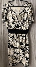 Anthropologie Ric Rao New Womens Dress Neutr Mot Black Ivory Tulip Wrap Small S
