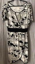 Anthropologie Ric Rao New Womens Dress Neutr Mot Black Ivory Tulip Wrap Small S